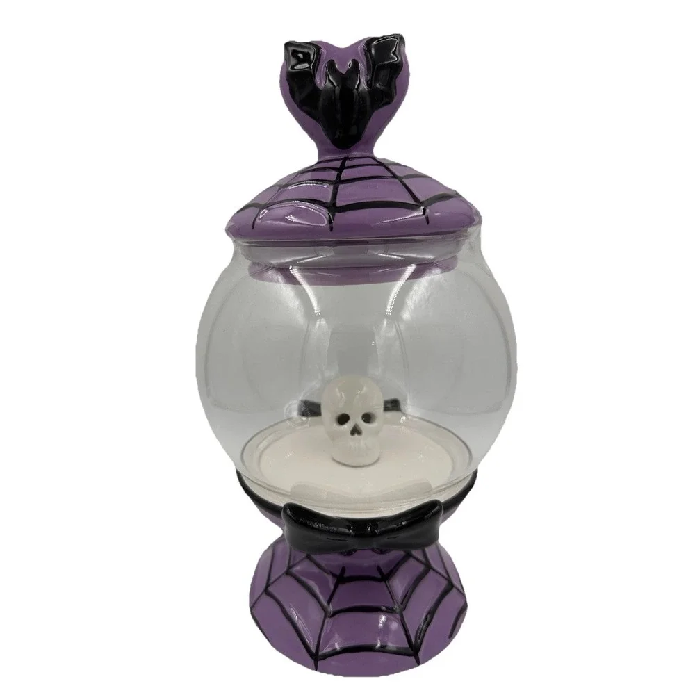 Cobwebs & Cauldrons Candy Jar Bats and Spiderwebs Light Up Halloween Display